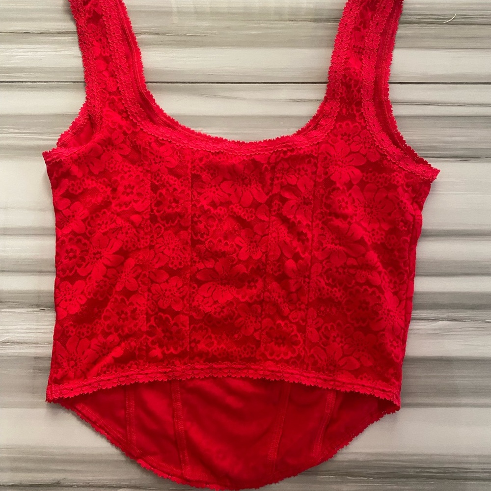 Victoria’s Secret pink Red Lace Tank Top